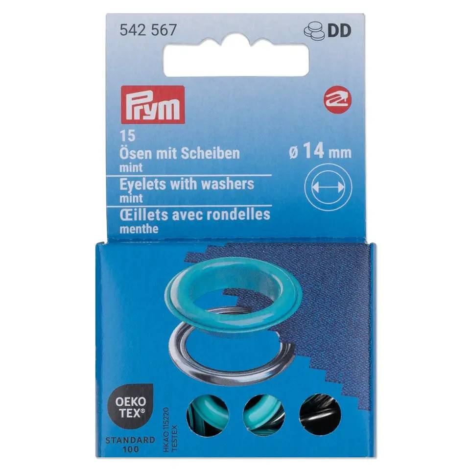 Prym Snøreringe/Sejlringe Ø14mm (Mint/sølv).
