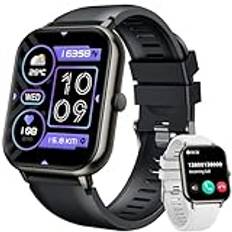 Smart klocka för män, smartwatch, sport, svar, samtal, 1,83 tum, vattentät, pekskärm, anslutet armband, med sömnmonitor, hjärtfrekvens, stegräknare, fitnessspårare, för Android iOS