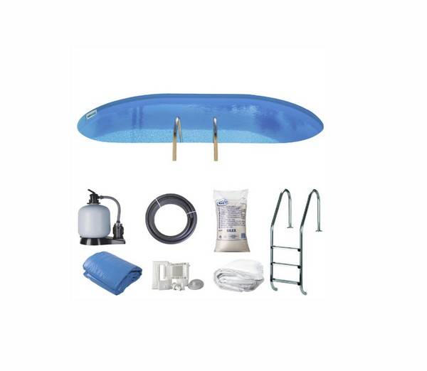 Swimmingpool, GRE, oval 5x3x1,2 komplet med teknik - PoolOasen.