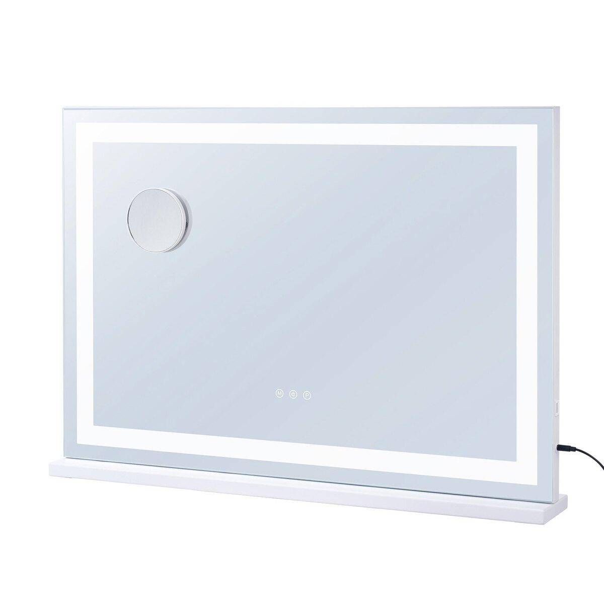 Lighted Makeup Mirror 3 Color Vanity w/ USB Desktop Wall-mount 31.5x21.7in