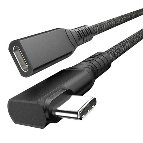USB 4 förlängningskabel 240W 0.6M,vinkelrät Thunderbolt 4/3 & USB C hane till hona kabel,PD 3.1 snabbladdning 40Gbps 8K@60Hz video,typ C förlängningssladd,för MacBook,iPad Pro/Air,Galaxy S24 S23