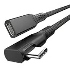 USB 4 förlängningskabel 240W 0.6M,vinkelrät Thunderbolt 4/3 & USB C hane till hona kabel,PD 3.1 snabbladdning 40Gbps 8K@60Hz video,typ C förlängningssladd,för MacBook,iPad Pro/Air,Galaxy S24 S23