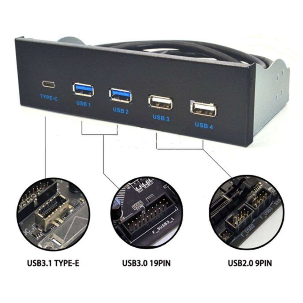 5.25 inch Usb3.1 Gen2 Front Panel Usb Hub 2 Usb3.0+2 Usb2.0+1 Port Type-C with Type-E Connector