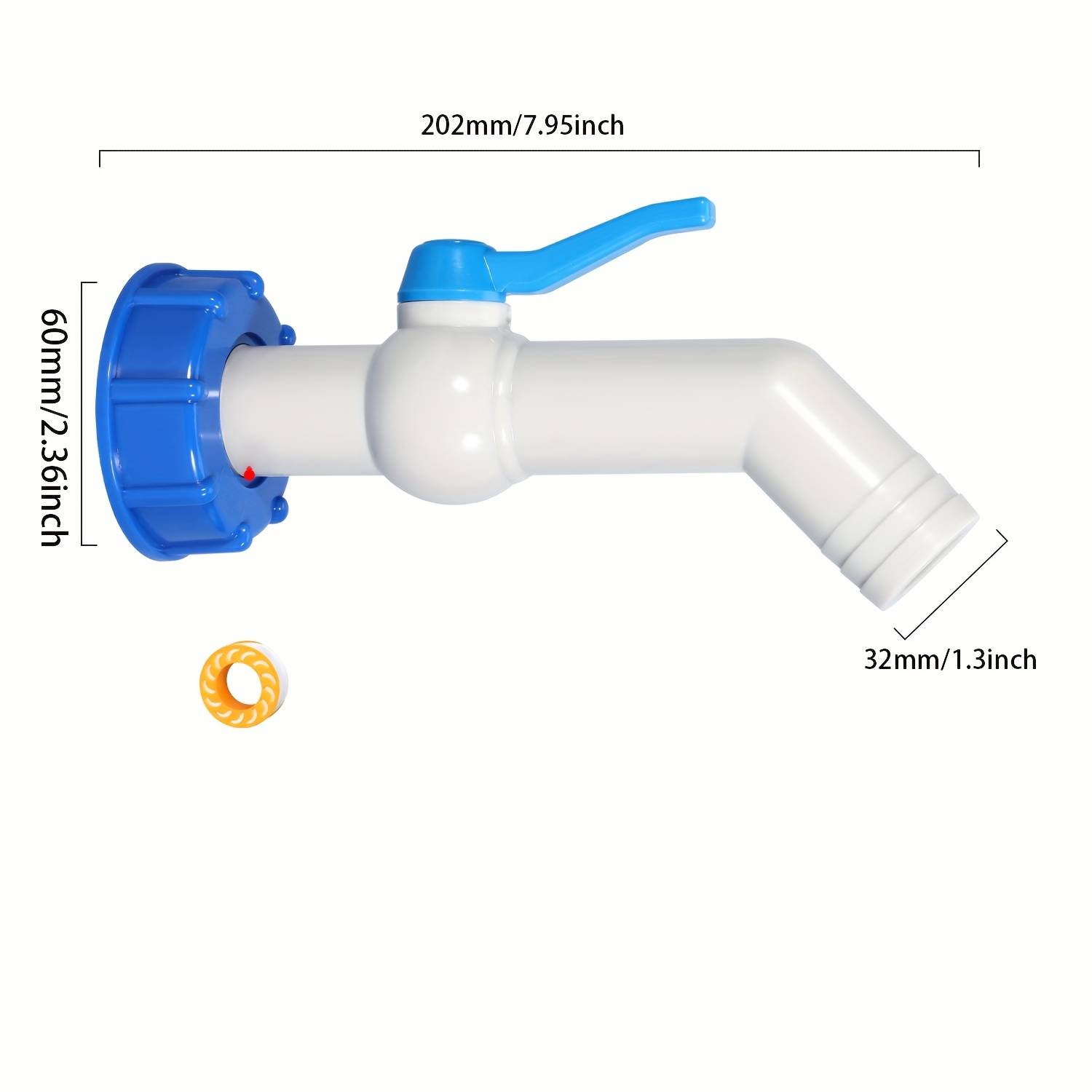 TEMU A Durable Plastic Ibc Tank Adapter With A 60mm Thick Thread - A Multifunctional Garden Hose Faucet Connector, Featuring An Integrated Design For , In Sizes Of 1/2 Inch, 3/4 Inch, And 1 Inch