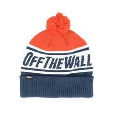 Vans - Blå pom Beanie - Kids Off The Wall Beanie Boys Navy/Molten Lava/White Pom @ Hatstore