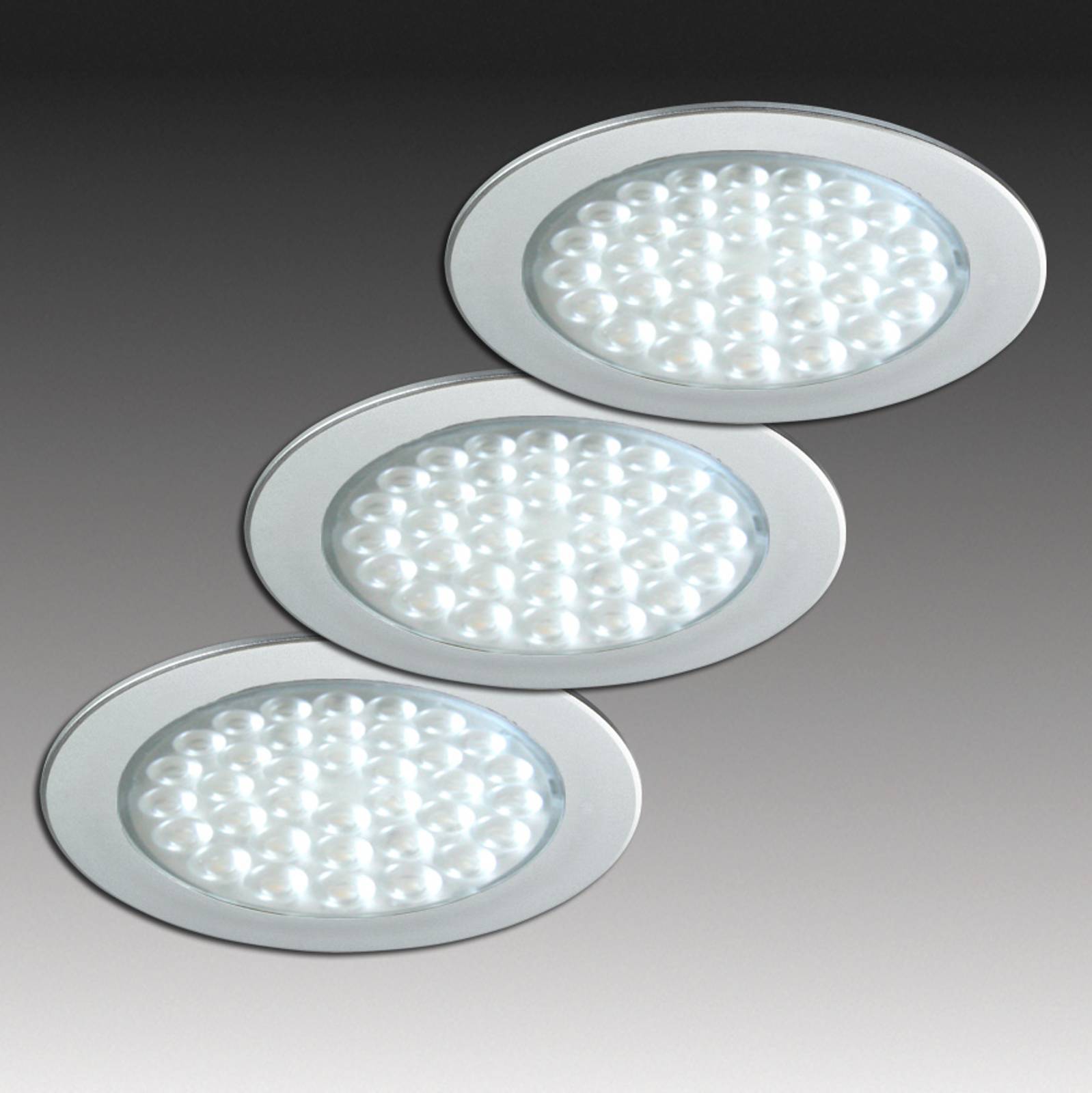 Hera R 68-LED inbyggnadsspot i rostfritt stål, 3-pack 68, Aluminium / grå / zink, Arbetsrum / kontor, Syntetmaterial, Modern