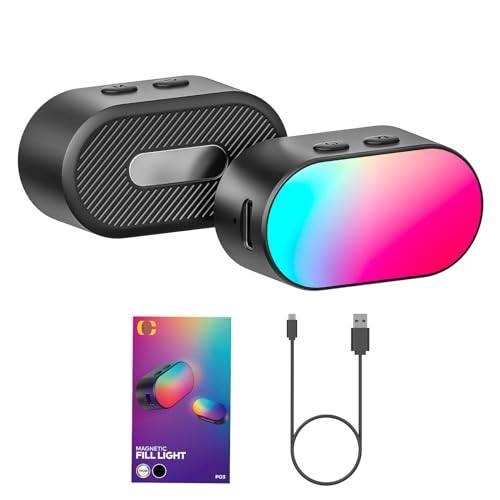 AOCHUAN Magnetiskt RGB LED-ljus, 7 färgtemperaturer, 3 ljusjustering, 180 minuter långvarig, gradientläge, blixtläge 180° fyllning för AOCHUAN-stabilisator