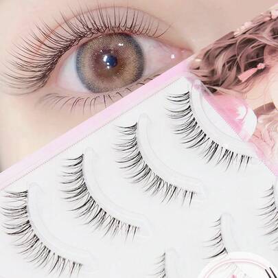 AYRMILLA 5 par naturliga fluffiga mjuka 3D långa silkesfalska ögonfransar, naturlig look för vardag, arbete och möten, bekväma att bära, handgjorda vi