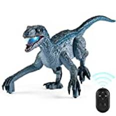 URBZUE Radiostyrd Dinosaurieleksak för Barn, RC Dinosaurier Elektrisk Leksak med LED-Ljus och Ljud, Realistisk T-rex Promenadbro, Dino-leksak för Pojkar och Flickor