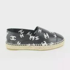 Chanel Vintage, Pre-owned, Dam, Svart, 37 EU, Läder, Vintage Läder Espadriller - Begagnade Platta Skor