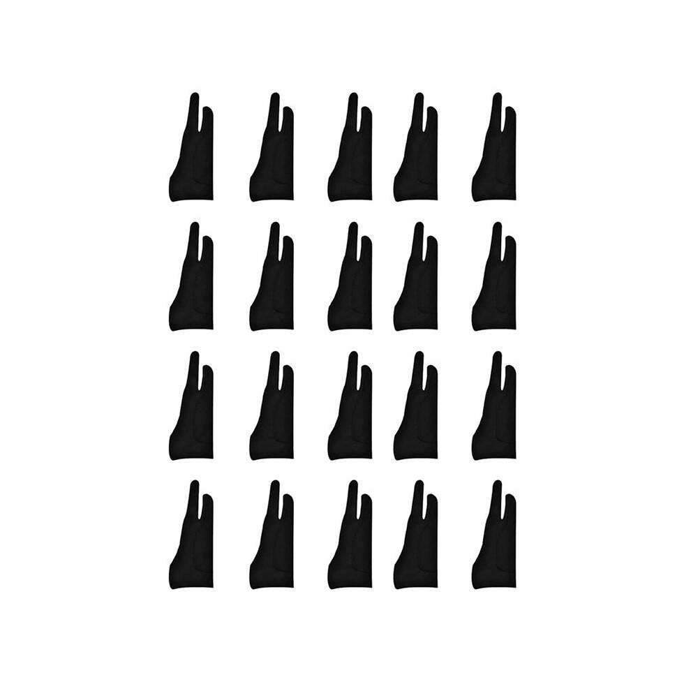 20 Pack Artist Gloves for Tablet Digital Drawing Glove Two Fingers Thicken Rejection Glove for Pad (S)