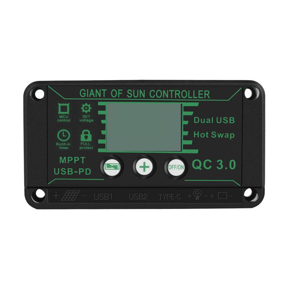 10A/30A/60A/100A Solcellsladdare MPPT 12V/24V/50V Laddarekontroll med Dubbel USB-anslutning med Automatisk Display Solpa
