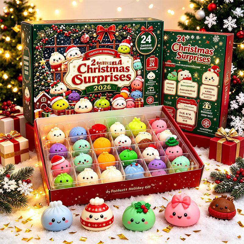 Julknyte Adventskalender 24 Dagar Nedräkning Squishy Stresslindring Klämma Fidget Överraskning Julklapp