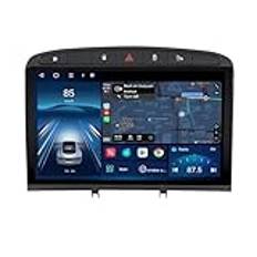 Dubbeldin android 14 bilstereo 9 tum pekskärm bilstereo för P-eugeot 408 med Carplay, GPS-navigering, AHD-backup-kamera rattkontroller FM-radio/Bluetooth/USB(P5 (6G+128G))