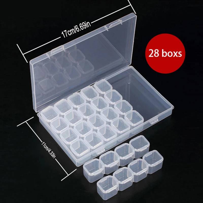 TEMU 28 Grids Diamond Painting Rhinestone Storage Box, Painting Box Plastic Organizer Embroidery Accessories Diy Art Crafts Storage