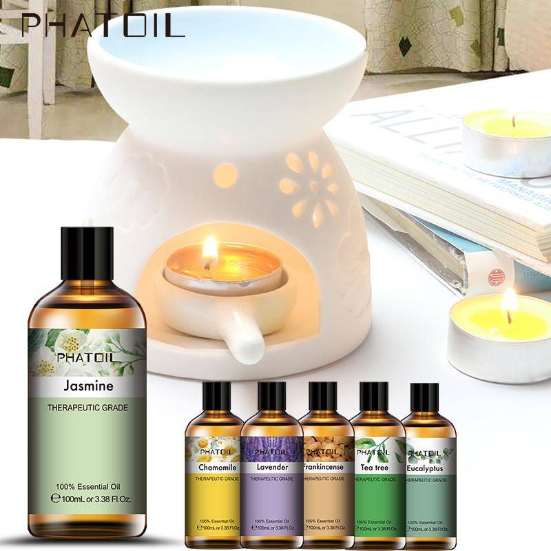 PHATOIL 100ML Ren Vanilj Lavendel Sandelträ Eteriska oljor för aromaterapi Diffuser Massage Yoga Avslappning Hår- och hudvård DIY Parfym