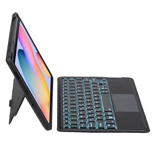 leleyo Tangentbordsfodral för Samsung Galaxy Tab S6 Lite tangentbord styrplatta, bakgrundsbelyst, trådlös, magnetiskt fodral tangentbord folio fodral för Tab S6 Lite 10,4 tum (svart)