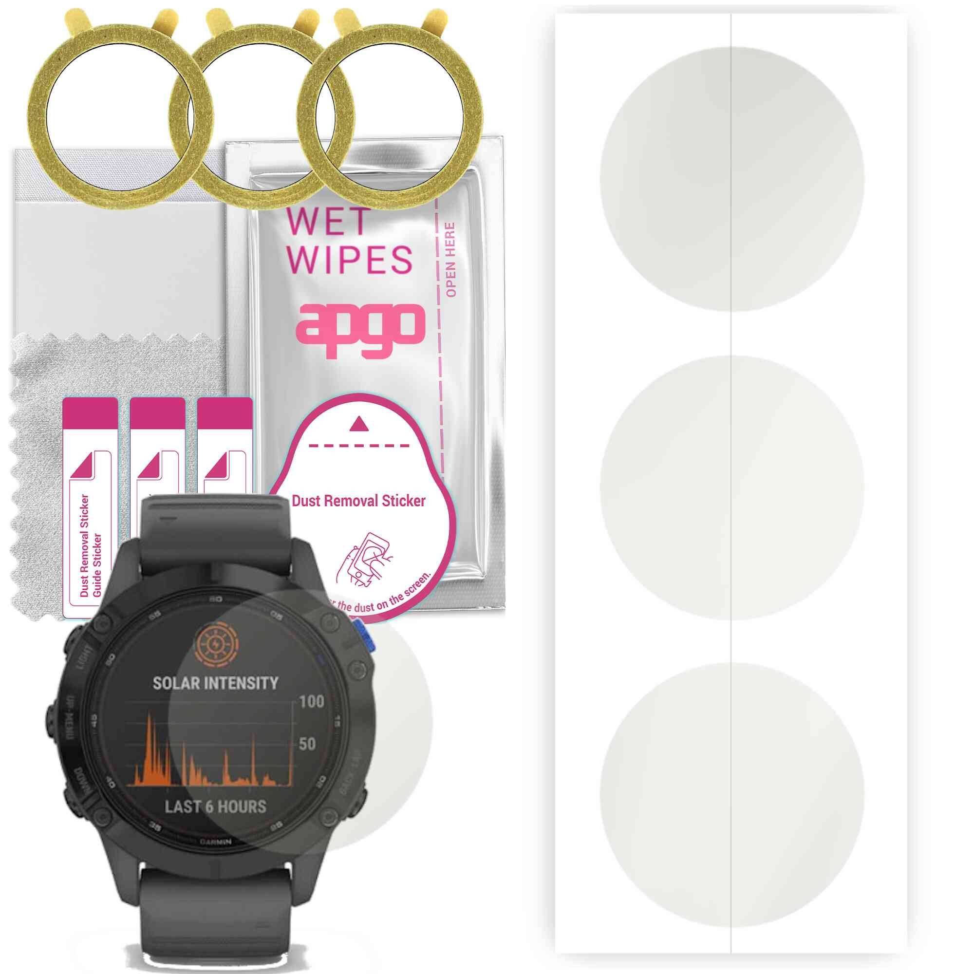3x apgo MATTE Hydrogel Screen Protector for Garmin Fenix 6S Pro Solar, Hydrogel Film, with positioning layer easy installation