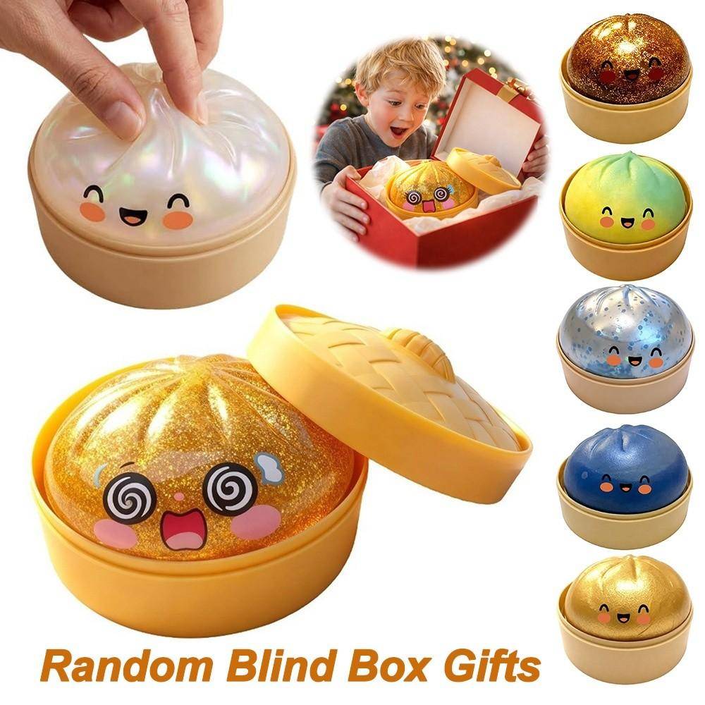 Glitter Dumplings Squishy Leksak med Ångkokare Mjuk Squishy Leksak Långsam Återhämtning Fidget Stresslindring Sensorisk Boll Avslappningsverktyg beige