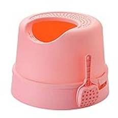 Kattlåda Top Entry Cat Litter Box med kattskräp Scoop Splash-Proof Multifunktionell Katt Toalettbas Runda Avtagbar Fack PP Material Kattsandlåda (Color : Pink)