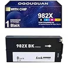 OGOUGUAN 982 982X bläckpatroner kompatibla med H P 982X för H P 765dn 780dn MFP 785f 785zs 982XBK 982XM 982XC 982XY (1 svart)