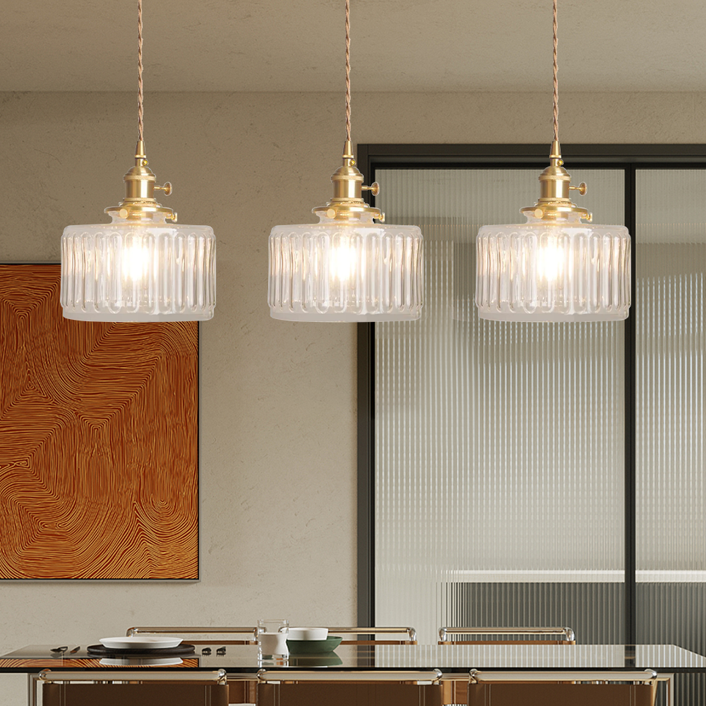 CrystalGlare - Vintage Kristalltaklampa - Beige / 3 Kopp-Lång