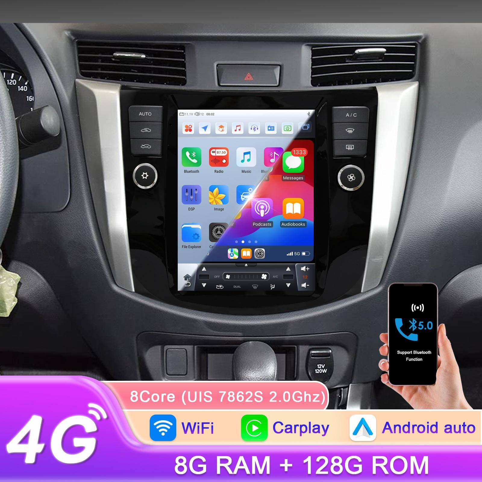 Hizpo Intelligent Screen 9.7 Display Screen Carplay Android för Nissan Navara 2016-2022 NP300 WiFi Bilmultimediaspelare Video Navigation Radio GPS