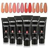 AIMEILI UV GEL Nails Kit, 15ml 6 Färger Byggare Gel Nagel Förlängning Poly Extension Gel Naglar Kit 17