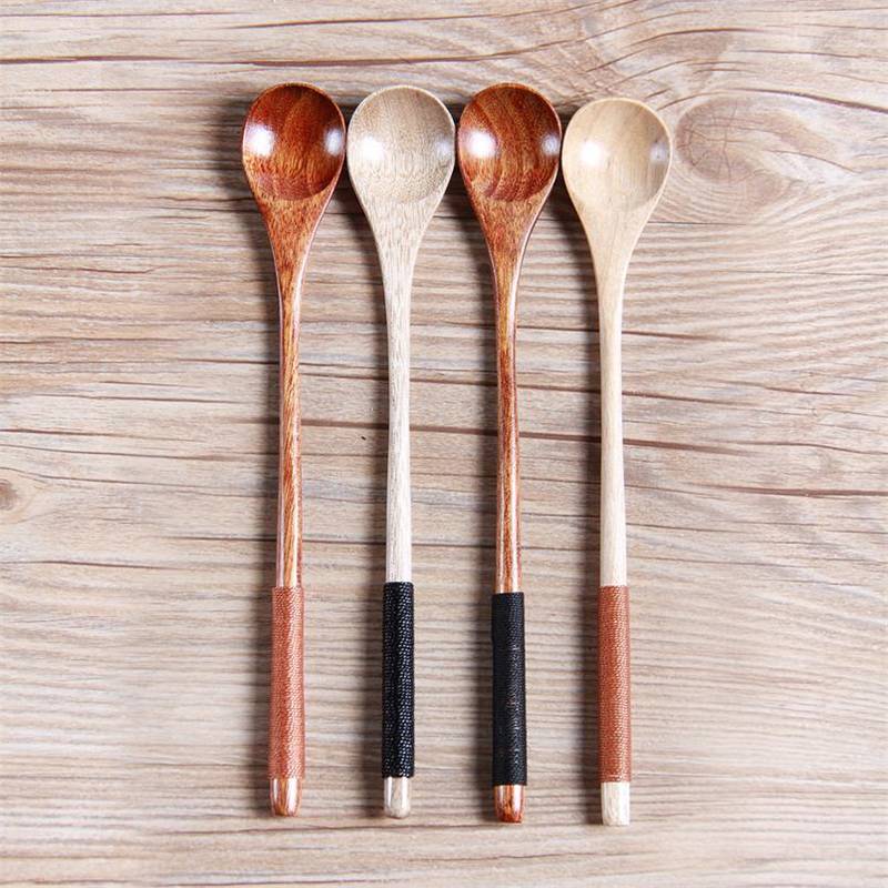 20 x 2.8cm träskedar i japansk stil långskaft tvål sked matsked honung kaffe krydda sked hem servis 1pc