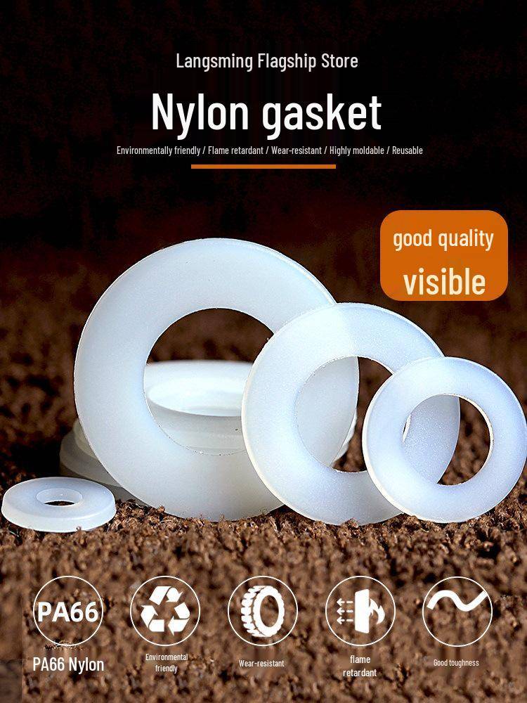 Ultra-Thin Wear-Resistant Nylon Insulation Washers: Black & White Plastic, Round, M3-M20