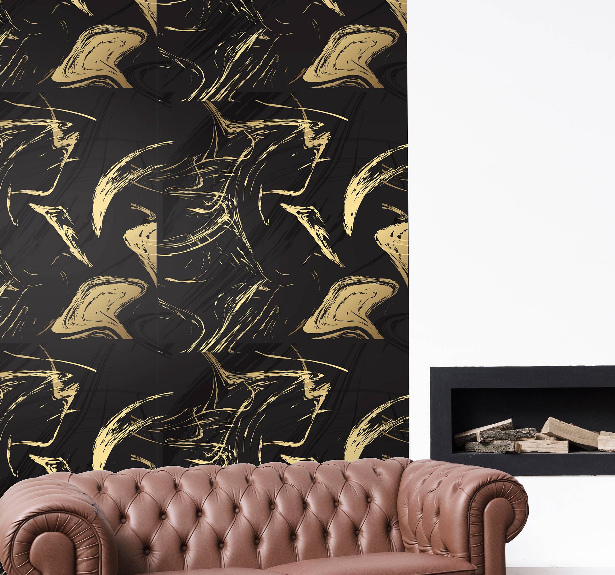 Svart och guld marmor textur väggdekor
