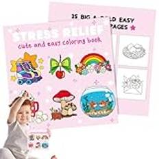 Målarböcker för vuxna avslappning, målarböcker för barn | Ensidig utskrift målarbok målarböcker - Mysiga dagliga aktiviteter Portable Stress Relief Tool for Home School Travel