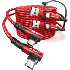 JSAUX USB C-kabel, 100 W, 3 m, 2-pack, USB C till USB C-kabel, typ C-laddningskabel, högervinklad, 5 A snabbladdningskabel kompatibel med iPhone 16 Pro Max/16 Plus, iPad, MacBook, iPhone 15, Galaxy