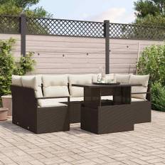 vidaXL Havesofa Sæt Manuel 7 pcs Brun og cremefarvet 100 x 55 x 73 cm