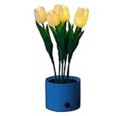 Led Simulering Night Light Med,Snygg USB Flower Led Bordslampa - Vackra sex grenar Tulpan Blomsterlampa Tulpan Blomma Bordslampa, Lys Blommor För Sovrum Vardagsrum Hem