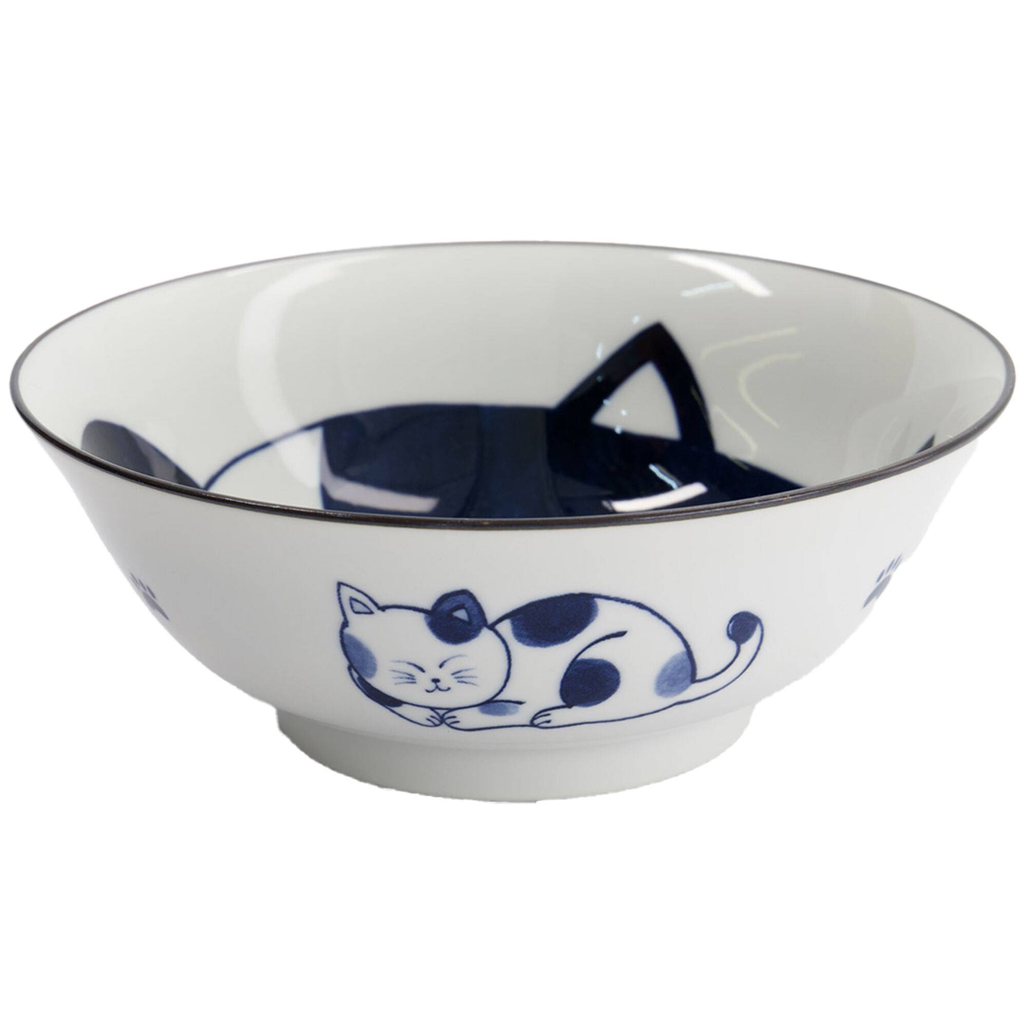 Tokyo design studio Kawaii Neko ramenskål 1 liter (33417) - Blå/Vit
