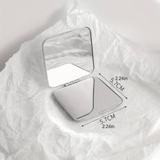 TEMU 1pc Sleek Stainless Steel Compact Folding Mirror - Double-sided, Portable & With Polished - Ideal For Makeup Touch-ups, No Battery Needed