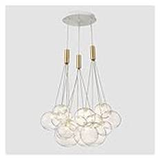 Ljuskrona LED-ljuskronor Lyxig Gypsophila Glaskula Led Pendellampa Modern Gyllene Luster Taklampa Heminredning Kompatibel med Matsal Vardagsrum(A-15bubblor Varmvit) Stabilize