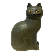 Gustavsberg - Katten Måns Midi Hel Grå Katt med gula ögon design Lisa Larson