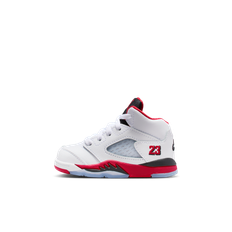 Jordan 5 Retro "Fire Red Black Tongue"-sko til babyer/småbørn - hvid - 26