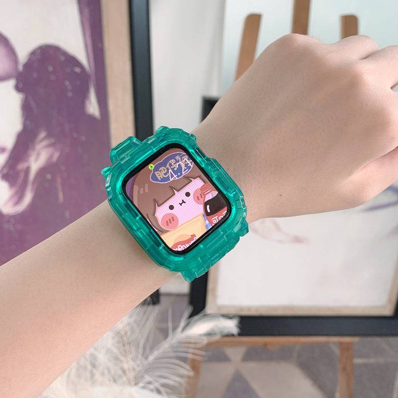 Watch Strap Cute Creative Female All-in-one Protective Cover Case - Green / C