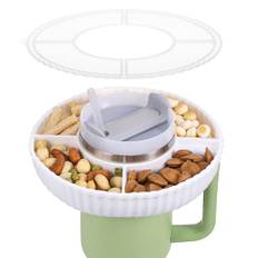 Kssvzz Snackschale Kompatibel mit Stanley Cup 40oz, Snack Teller mit Deckel Kompatibel mit Stanley Quencher 40oz Tumbler, Silikon Stanley Cup Zubehör mit 4 Fächern (Weiß)