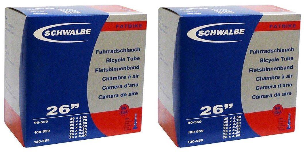 SCHWALBE 26x3.5/4.8 Fat Bike Tubes, Presta 40mm Valves, 13J-SV, Set of 2 [Imported]