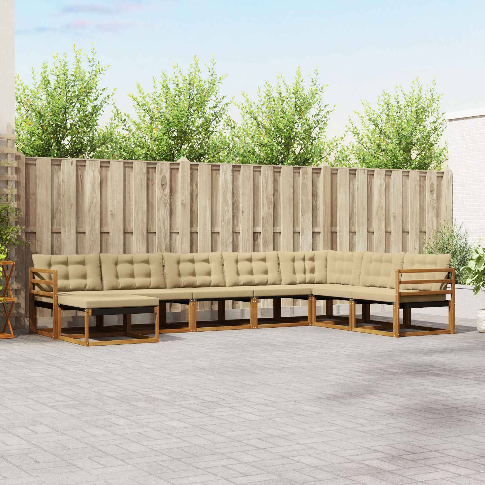 vidaXL Utomhussoffset 24 pcs Naturlig och Beige Massivt Akaciaträ