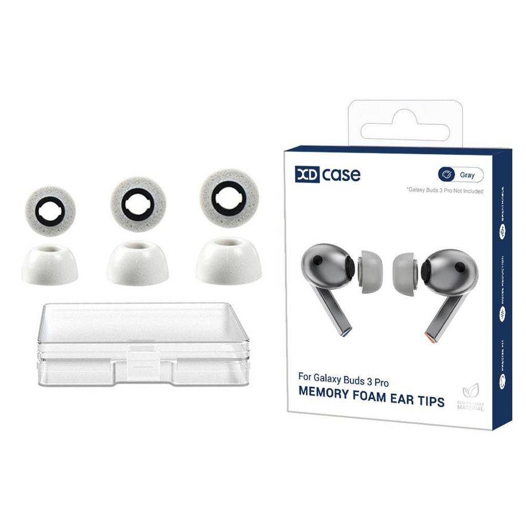 XDcase Samsung Galaxy Buds3 Pro Memory Foam-ørepropper, 3 par – grå