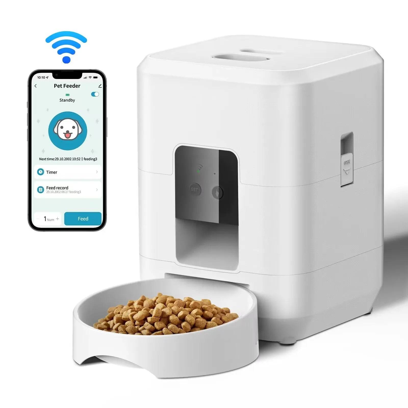 2L Automatic Pet Feeder with App Control & Camera — WiFi Timed Food Dispenser for Cats & Dogs - WiFi feeder-White / L (L)