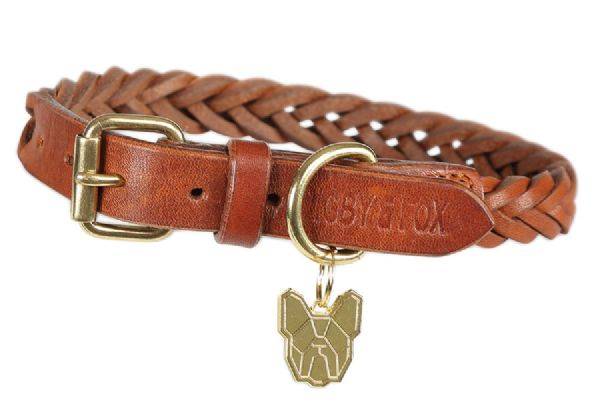 Digby & Fox Flätat halsband - S - (32-40) - Mörkbrun