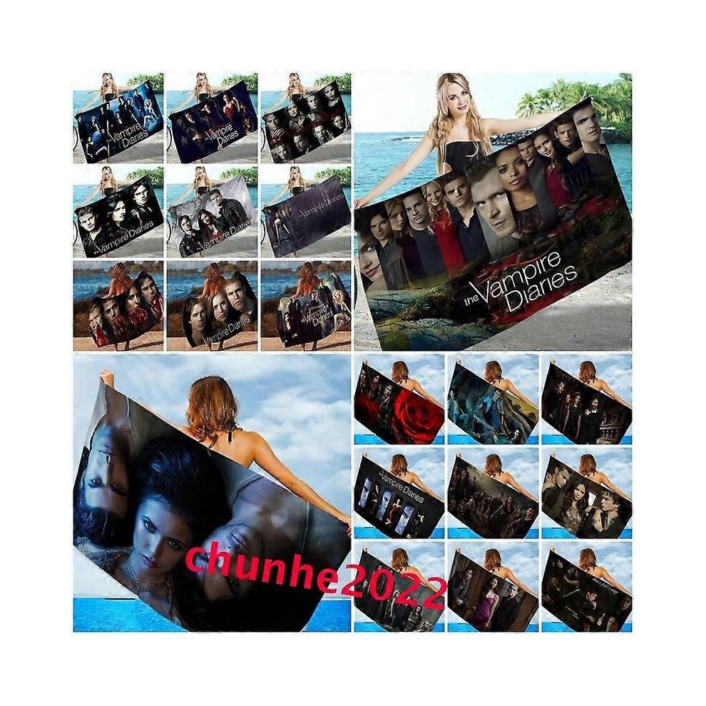 (140x180cm, #10) The Vampire Diaries 3D Microfiber Bath Towel Swim Beach Towel Blanket Turt Gift