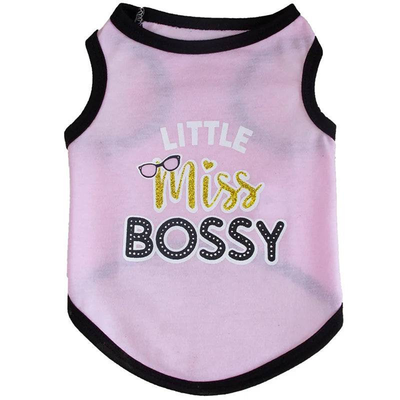 Letter Print Sleeveless Vest for Small Dogs - Pink Miss / XS-advise 0.6-1.2kg / SPC (XS-advise 0.6-1.2kg)