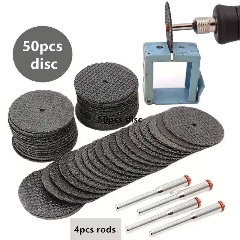 50Pcs 32mm Fiberglass Reinforced Cutting Discs 1.2mm Thick Cut Off Wheels With 4Pcs 3.2mm Mandrels For Dremel Rotary Tool